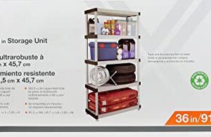 HDX 36” x 72” 5-Tiered Ventilated Plastic Storage Shelving Unit w/ Raised Feet and Tool-Free Assembly