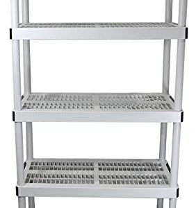 HDX 36” x 72” 5-Tiered Ventilated Plastic Storage Shelving Unit w/ Raised Feet and Tool-Free Assembly