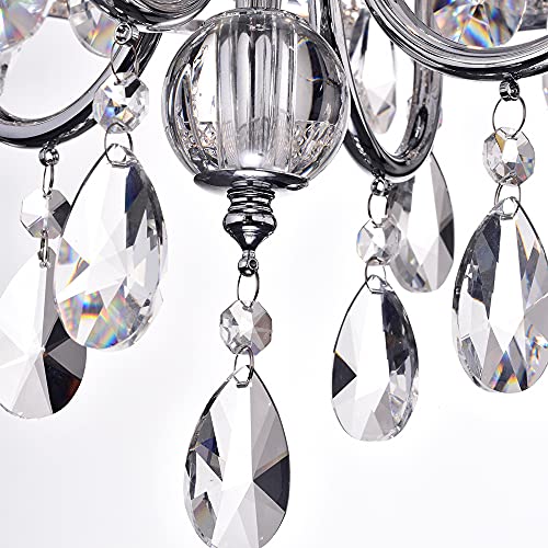 Edvivi Marya 4-Lights Chrome Round Crystal Chandelier Ceiling Fixture | Beaded Drum Shade