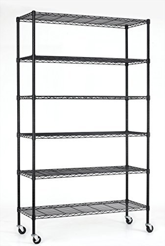 NSF Wire Shelf Metal 5 Shelf Wire Shelving Unit Garage Large Storage Shelves Heavy Duty Height Adjustable Utility Commercial Grade Steel Layer Shelf Rack Organizer for Kitchen Bathroom Bedroom,Black