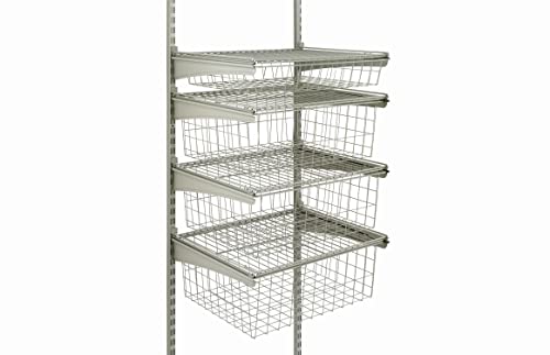 ClosetMaid ShelfTrack Nickel 4-Drawer Kit, Add On Accessory, with Pull Out Mesh Wire Baskets, for Clothes, Socks, Accessories