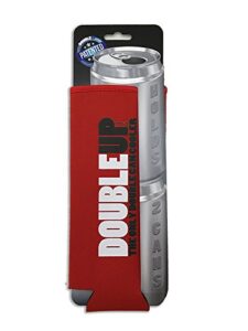 doubleup, double can cooler (red) – the can cooler that holds two cans – perfectly fits two 12oz or two 16oz cans in this double can coolie.