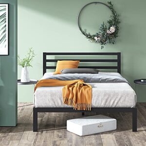 ZINUS Mia Metal Platform Bed Frame with Headboard / Wood Slat Support / No Box Spring Needed / Easy Assembly, Twin ,Black