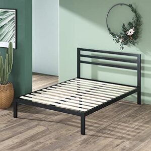 ZINUS Mia Metal Platform Bed Frame with Headboard / Wood Slat Support / No Box Spring Needed / Easy Assembly, King, Black