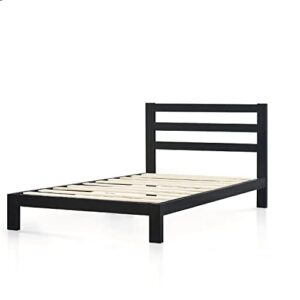 zinus arnav metal platform bed frame with headboard / wood slat support / no box spring needed / easy assembly, twin