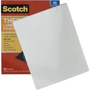 Scotch Thermal Laminating Pouches, 50 Pack Laminating Sheets, 3 Mil, 8.9 x 11.4 Inches, Education Supplies & Craft Supplies, For Use With Thermal Laminators, Letter Size Sheets, (TP3854-50-MP)