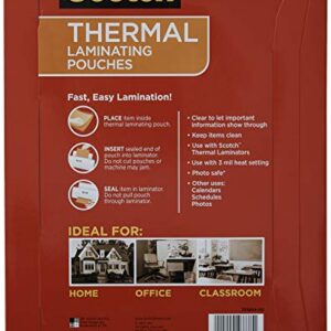 Scotch Thermal Laminating Pouches, 50 Pack Laminating Sheets, 3 Mil, 8.9 x 11.4 Inches, Education Supplies & Craft Supplies, For Use With Thermal Laminators, Letter Size Sheets, (TP3854-50-MP)