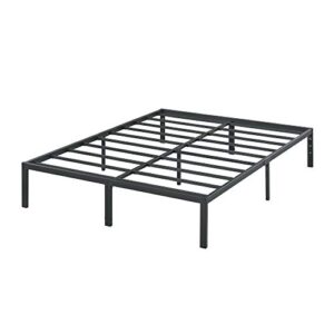 Olee Sleep 14 Inch Heavy Duty Steel Slat Anti-slip Support Easy Assembly Mattress Foundation Bed Frame Maximum Storage Noise Free No Box Spring Needed, Metal, Black