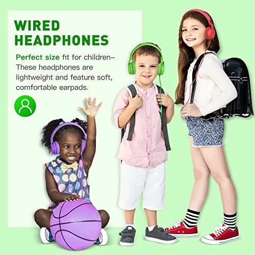 rockpapa 950 Headphones with Microphone for Kids for School Computer, On-Ear Headphones Wired Foldable for Boys chilrens Girls Teens Students Youth Adult Black Green