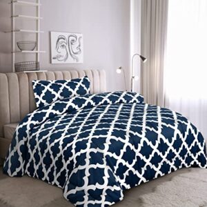 Utopia Bedding - Comforter Bedding Set with 1 Pillow Sham - 2 Pieces Bedding Comforter Sets - Down Alternative Comforter - Soft and Comfortable - Machine Washable, Quatrefoil Navy, Twin