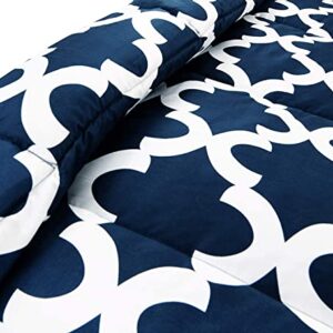 Utopia Bedding - Comforter Bedding Set with 1 Pillow Sham - 2 Pieces Bedding Comforter Sets - Down Alternative Comforter - Soft and Comfortable - Machine Washable, Quatrefoil Navy, Twin