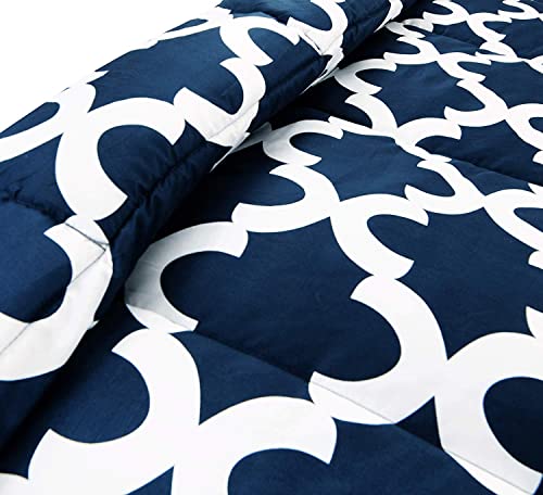 Utopia Bedding - Comforter Bedding Set with 1 Pillow Sham - 2 Pieces Bedding Comforter Sets - Down Alternative Comforter - Soft and Comfortable - Machine Washable, Quatrefoil Navy, Twin