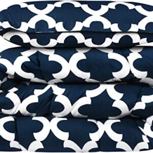 Utopia Bedding - Comforter Bedding Set with 1 Pillow Sham - 2 Pieces Bedding Comforter Sets - Down Alternative Comforter - Soft and Comfortable - Machine Washable, Quatrefoil Navy, Twin