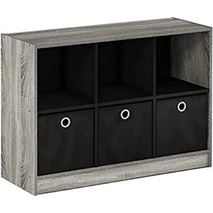 furinno basic 3x2 bookcase storage, 3" x 2", french oak grey/black,99940gyw/bk