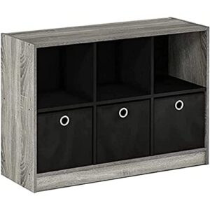 Furinno Basic 3x2 Bookcase Storage, 3" X 2", French Oak Grey/Black,99940GYW/BK