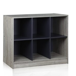 Furinno Basic 3x2 Bookcase Storage, 3" X 2", French Oak Grey/Black,99940GYW/BK