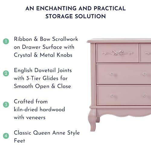 Evolur Aurora Dresser, 54x20.3x34 Inch (Pack of 1), Dusty Rose