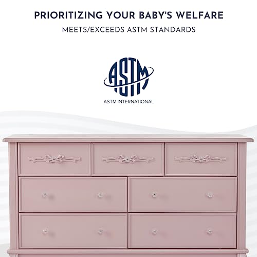 Evolur Aurora Dresser, 54x20.3x34 Inch (Pack of 1), Dusty Rose