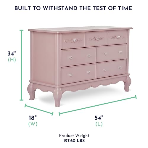 Evolur Aurora Dresser, 54x20.3x34 Inch (Pack of 1), Dusty Rose