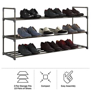 Home Complete Shoe Storage Rack, 3-Tier Organizer for Closet, Bathroom, Entryway