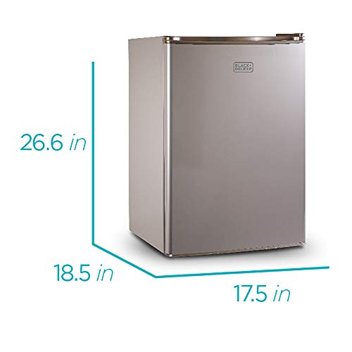 BLACK+DECKER BCRK25V Compact Refrigerator Energy Star Single Door Mini Fridge with Freezer, Cubic Feet, VCM, 2.5 cu.ft, Brushed Metal Finish