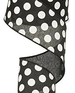 Ex=pressions Polka Dot Wired Edge Ribbon (2.5", Black White) - 10 Yards : RG158802