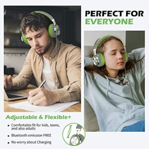 AILIHEN C8 Foldable Wired Headphones with Microphone and Volume Control for Cellphones Tablets Chromebook Smartphones Laptop Computer PC Mp3/4 (Grey/Green)