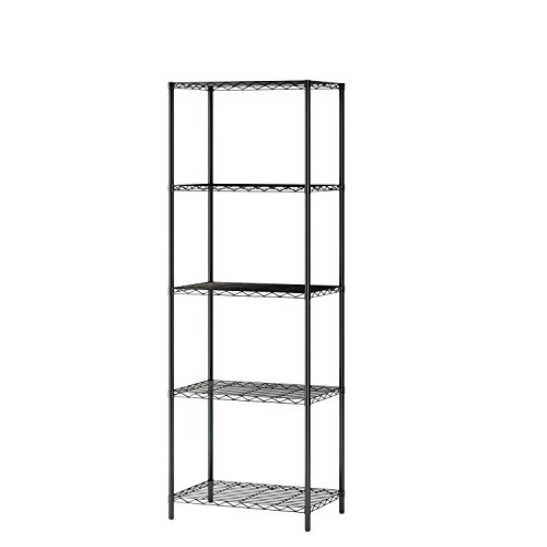 HOMEFORT 5-Tier Wire Shelving 5 Shelves Unit Metal Storage Rack Durable Organizer Perfect for Pantry Closet Kitchen Laundry Organization in Black,21”Wx14”Dx61”H