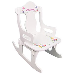 mybambino personalized child's butterfly puzzle rocking chair toddler girl rocker flowers