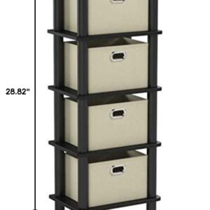 Furinno LACi 4-Bins System Rack, 11.3(W) x 28.8(H) Inch, Espresso/Black