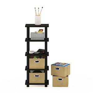 Furinno LACi 4-Bins System Rack, 11.3(W) x 28.8(H) Inch, Espresso/Black