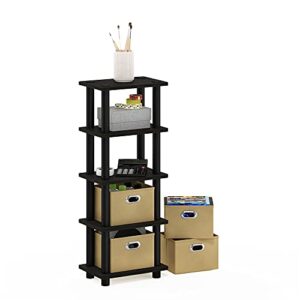 Furinno LACi 4-Bins System Rack, 11.3(W) x 28.8(H) Inch, Espresso/Black