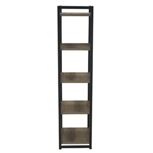 Household Essentials 5 Tier Storage Tower Metal, Grey Shelf – Black Frame, Ashwood