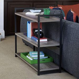 Household Essentials Ashwood 3 Tier Storage Shelf with Metal, Grey Shelves – Black Frame