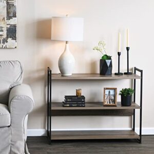 Household Essentials Ashwood 3 Tier Storage Shelf with Metal, Grey Shelves – Black Frame