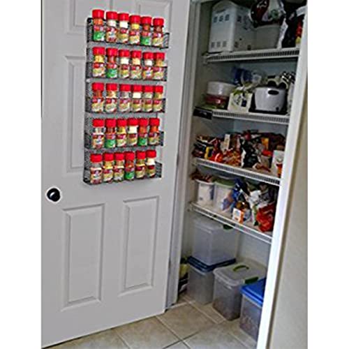 Spice Rack Organizer – Space Saving Wall Mount 5-Tier Wire Shelves for Pantry or Cabinets – Kitchen Organization and Storage by Home-Complete (Black)