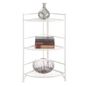 Convenience Concepts Xtra Storage 3 Tier Folding Metal Corner Shelf, White