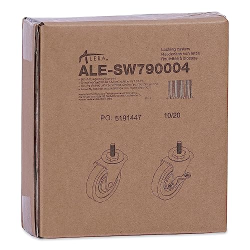 Alera SW790004 Optional Casters for Wire Shelving, 125 Lbs./Caster, Black, 4/Set