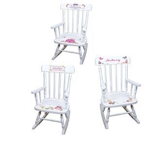 mybambino personalized girls rocking chair-white