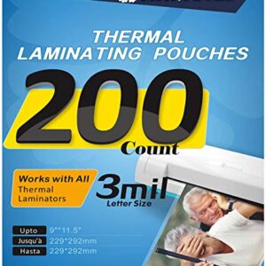 MARIGOLD 200-Pack Thermal Laminating Pouches - 3 mil Letter Size, 9"x11.5", Laminating Sheets Film for Laminator Machine (TLP3LTR)