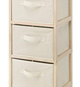 Whitmor 3 Drawer Wood Chest - Compact Design - Pull Out Fabric Bins - Natural Pine