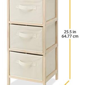 Whitmor 3 Drawer Wood Chest - Compact Design - Pull Out Fabric Bins - Natural Pine