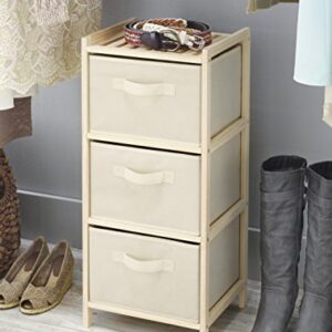 Whitmor 3 Drawer Wood Chest - Compact Design - Pull Out Fabric Bins - Natural Pine