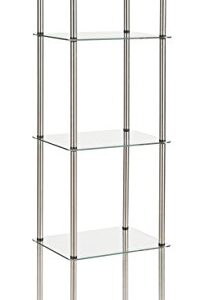 Convenience Concepts Designs2Go Classic Glass Shelves 15.75" - 5-Tier Glass Tower Room Décor, Modern Shelves for Storage and Display in Living Room, Bathroom, Bedroom, Office, Glass