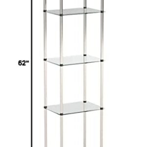 Convenience Concepts Designs2Go Classic Glass Shelves 15.75" - 5-Tier Glass Tower Room Décor, Modern Shelves for Storage and Display in Living Room, Bathroom, Bedroom, Office, Glass