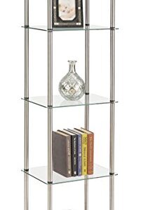 Convenience Concepts Designs2Go Classic Glass Shelves 15.75" - 5-Tier Glass Tower Room Décor, Modern Shelves for Storage and Display in Living Room, Bathroom, Bedroom, Office, Glass