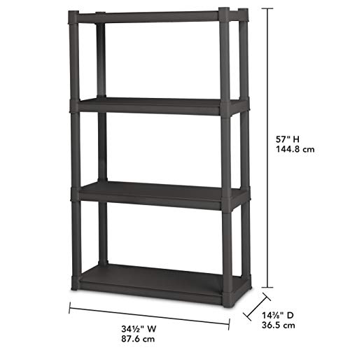 Sterilite 01643V01 4 Shelf Unit, Flat Gray Shelves & Legs, 1-Pack