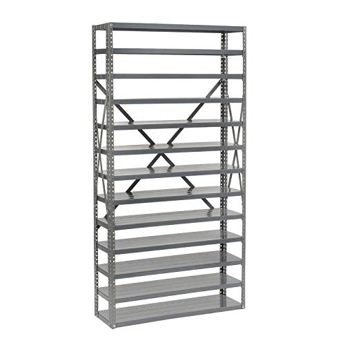 Global Industrial 13 Shelf Steel Shelving with (81) 4" H Plastic Shelf Bins, Green, 36x12x72