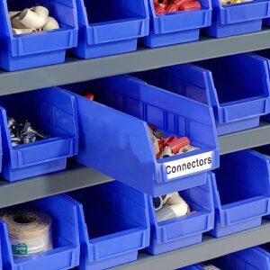 Global Industrial 7 Shelf Steel Shelving with (48) 4" H Plastic Shelf Bins, Blue, 36x12x39