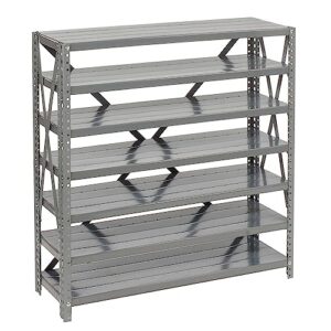 Global Industrial 7 Shelf Steel Shelving with (48) 4" H Plastic Shelf Bins, Blue, 36x12x39